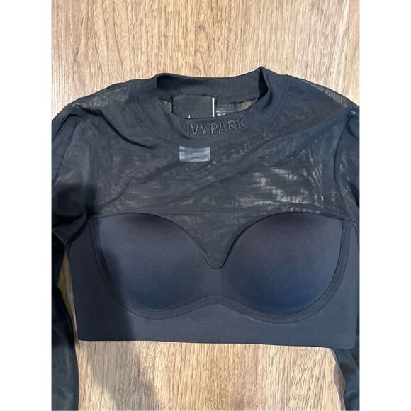 adidas Originals x IVY PARK Women's Black Long Sleeve Mesh Crop Top size S - Picture 8 of 9